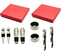 set d'ouvre-bouteille 4 pièces avec carton cadeau en coffret double | Set cadeau d'accessoires pour le vin avec tire-bouchon, bec verseur, bouchon de bouteille et anneau d'égouttage | Le cadeau parfai