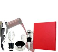 set d'ouvre-bouteille de sommelier 4 pièces avec boîte cadeau | Pack de 4 accessoires pour le vin avec tire-bouchon, bec verseur, bouchon de bouteille et anneau d'égouttage | Cadeau pour les amateurs