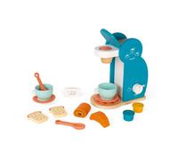Janod – Set du petit-déjeuner – Machine à café en bois, 14 accessoires, multicolore, 3-8 ans