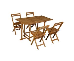 Set d'une table extensible avec rangements et de 4 chaises pliantes en bois massif CARMEN