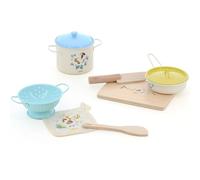 Vilac - Ma Petite Cuisine Nature Bois et Métal - Planche, Couteau, Faitout, Poêle, Passoire, Spatules - Jeu Rôle & Motricité - Inspiration Montessori - Cadeau Dinette dès 3 Ans - 8181