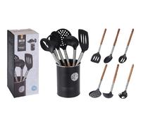 Set d'ustensiles de cuisine antiadhérents résistants à la chaleur avec support : spatule et cuillère