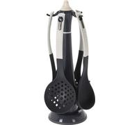 Set d'ustensiles de cuisine avec support Excellent Houseware, nylon/plastique, 20x39,5 cm, noir/crème