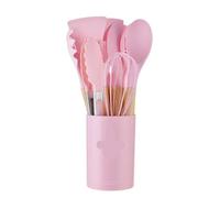 Set d'ustensiles de cuisine en silicone Ensemble d'ustensiles de cuisine en Silicone, 12 pièces, for poignée, Pot antiadhésif, ustensiles, seau rangement résistant(Khaki)