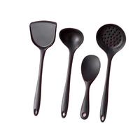 Set d'ustensiles de cuisine en silicone Ensemble d'ustensiles de cuisine en Silicone noir, spatule antiadhésive, pelle, cuillère à soupe, outils(4Pcs Set-Cooking)