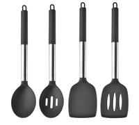 Set d'ustensiles de cuisine en silicone Ensemble d'ustensiles de cuisine en Silicone, pelle à main acier inoxydable, cuillère soupe, griffe Spaghetti, 2/4/6/8 pièces(4pcs grey)