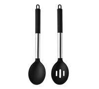 Set d'ustensiles de cuisine en silicone Ensemble d'ustensiles de cuisine en Silicone, pelle à main acier inoxydable, cuillère soupe, griffe Spaghetti, 2/4/6/8 pièces(2pcs black)