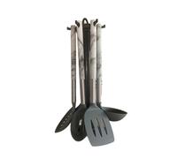 Set d'ustensiles de cuisine - Marbre - 7 pièces - Nylon haute qualité - Résistant à 210°C - Ergonomique