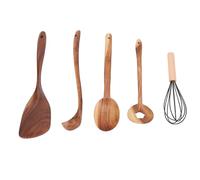 Set d'Ustensiles en Bois, Cuillère, Spatule, Fouet, Prise Confortable, Facile à Nettoyer - Bois Composite Élégant, Anti - Rayures, Gain de Place, Cuisine Quotidienne (Type 2 (25 mm, 37 mm, 44 mm))