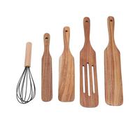 Set d'Ustensiles en Bois, Cuillère, Spatule, Fouet, Prise Confortable, Facile à Nettoyer - Bois Composite Élégant, Anti - Rayures, Gain de Place, Cuisine Quotidienne (Type 1 (32 mm, 37 mm, 58 mm))