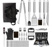 Set d'ustensiles pour Barbecue de 32 pièces,Ensemble d'outils pour Barbecue en Acier Inoxydable à Longues Poignées,Mallette de Transport Ustensiles pour Barbacoa de Camping Jardín pour Femmes Hommes