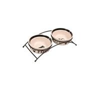 Set Ecuelles Eat On Feet, 2 × 0,6 L/Ø 15 Cm, Blanc/Noir - Mon Animalerie