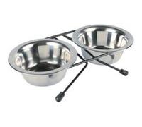 Trixie Mangeoire pour chiens Eat On Feet double Acier inoxydable 2 × 2,8 L Ø 24 cm