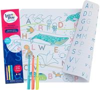 Set éducatif réversible Les Lettres de l'Alphabet 100% Silicone-3 Feutres coloriage effaçable et -Version bilingue Français Anglais-méthode Montessori-Set 40x30 cm