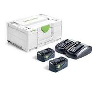 Set énergie SYS 18V 2 batteries 5Ah + chargeur rapide + coffret SYSTAINER SYS3 - FESTOOL - 577707 Noir G