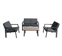 PROLOISIRS Set ensemble 4 pièces Sun en aluminium/SPC avec coussins - graphite/oak/gris G