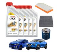 Set Entretien 3 Filtres + 5 Lt 5W30 Castrol pour Renault E-Tech Dacia Juke