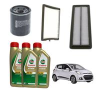 Set Entretien 3 Filtri BOSCH + 3LT Olio CASTROL pour Hyundai i10 II 1.0/1.2 Gaz