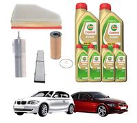 Set Entretien 4 Filtres Mixtes + 6 Lt Huile Castrol pour BMW 1 (120 D) 3 (320 D)