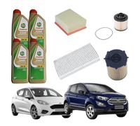 Set Entretien 4Lt Huile Castrol 5W30 A5 + 4 Filtres pour Ford Fiesta 7 Ecosport