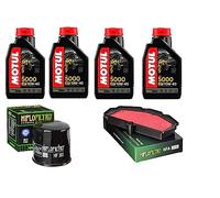 Set Entretien Complet De Filtre à Huile Hiflo HF303 Air Hiflo HFA2610 +4LT Huile Motul Compatible avec Kawasaki Z 650 ABS 2017 2019