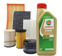 Set Entretien Huile castrol edge 0W30 7LT + 4 Filtres BMW 330D E46 135 Kw