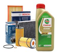 Set Entretien Huile castrol edge 0W30 7LT + 4 Filtres BOSCH BMW 330D E46 150 Kw