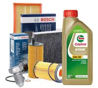 Set Entretien Huile castrol edge 5W30 5LT + 4 Filtres BOSCH Audi Tt (8J9) 2.0