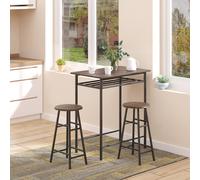 Set Equipe BAR HOMCOM 3 pièces Table de Cuisine + 2 Tabourets Design Métal Noir 80x50x90cm Pratique et Durable