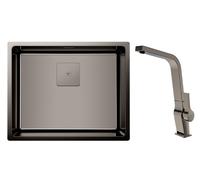 Set évier en acier inoxydable avec siphon Teka Flexlinea 115000024, mitigeur de cuisine Teka ICC 116030005