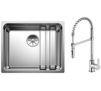 Set évier en acier inoxydable Blanco Etagon 500-U 521841, mitigeur de cuisine Oltens Duf 35203100