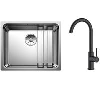 Set évier en acier inoxydable Blanco Etagon 500-U 521841, mitigeur de cuisine Oltens Skafta 35206300