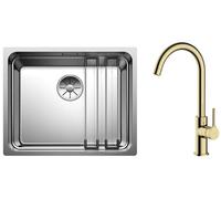 Set évier en acier inoxydable Blanco Etagon 500-U 521841, mitigeur de cuisine Oltens Skafta 35206800