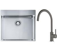 Set évier en acier inoxydable Franke Box 127.0369.295, mitigeur de cuisine Franke Lina 115.0626.022