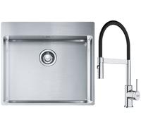 Set évier en acier inoxydable Franke Box 127.0369.295, mitigeur de cuisine Franke Lina 115.0626.085