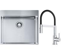 Set évier en acier inoxydable Franke Box 127.0369.295, mitigeur de cuisine Franke Lina 115.0626.085