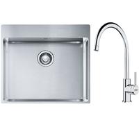 Set évier en acier inoxydable Franke Box 127.0369.295, mitigeur de cuisine Franke Lina 115.0693.228