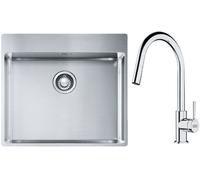 Set évier en acier inoxydable Franke Box 127.0369.295, mitigeur de cuisine Franke Lina 115.0693.229
