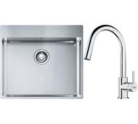 Set évier en acier inoxydable Franke Box 127.0369.295, mitigeur de cuisine Franke Lina 115.0693.229