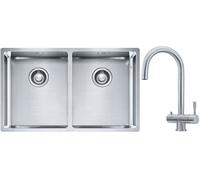Set évier en acier inoxydable Franke Box 127.0370.188, mitigeur de cuisine Franke Eos 120.0179.979