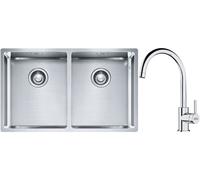 Set évier en acier inoxydable Franke Box 127.0370.188, mitigeur de cuisine Franke Lina 115.0693.228