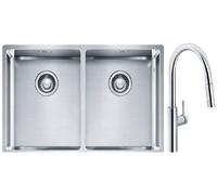 Set évier en acier inoxydable Franke Box 127.0370.188, mitigeur de cuisine Franke Pescara L Slide-In 115.0538.940