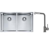 Set évier en acier inoxydable Franke Box 127.0370.188, mitigeur de cuisine Franke Sirius Side 115.0668.280