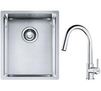Set évier en acier inoxydable Franke Box 127.0453.653, mitigeur de cuisine Franke Lina 115.0693.229