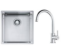 Set évier en acier inoxydable Franke Box 127.0453.654, mitigeur de cuisine Franke Lina 115.0693.228