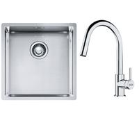 Set évier en acier inoxydable Franke Box 127.0453.654, mitigeur de cuisine Franke Lina 115.0693.229