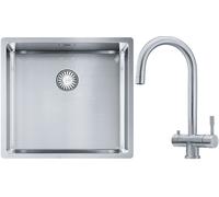 Set évier en acier inoxydable Franke Box 127.0453.655, mitigeur de cuisine Franke Eos 120.0179.979