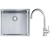 Set évier en acier inoxydable Franke Box 127.0453.655, mitigeur de cuisine Franke Lina 115.0693.228