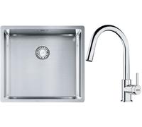 Set évier en acier inoxydable Franke Box 127.0453.655, mitigeur de cuisine Franke Lina 115.0693.229