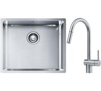 Set évier en acier inoxydable Franke Box 127.0453.656, mitigeur de cuisine Franke Atlas 115.0590.047